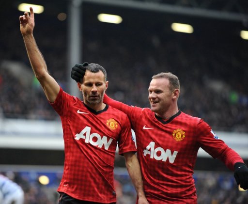 Ryan Giggs (left) celebrates with Wayne Rooney after scoring against QPR at Loftus Road on February 23, 2013 Ryan Giggs (left) celebrates with Wayne Rooney after scoring against QPR at Loftus Road on February 23, 2013
