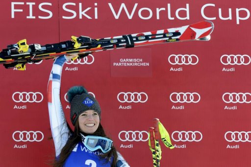Liechtenstein's Tina Weirather celebrates victory in Garmisch-Partenkirchen, southern Germany, on March 1, 2013 Liechtenstein's Tina Weirather celebrates victory in Garmisch-Partenkirchen, southern Germany, on March 1, 2013