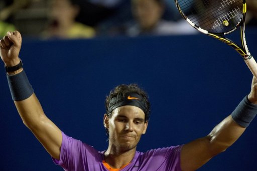 Rafael Nadal of Spain celebrates after defeating compatriot Nicolas Almagro at the Mexico ATP Open, on March 1, 2013 Rafael Nadal of Spain celebrates after defeating compatriot Nicolas Almagro at the Mexico ATP Open, on March 1, 2013