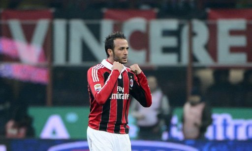AC Milan's forward Giampaolo Pazzini celebrates after scoring on March 2, 2012 at San Siro Stadium in Milan AC Milan's forward Giampaolo Pazzini celebrates after scoring on March 2, 2012 at San Siro Stadium in Milan
