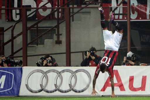 AC Milan's defender Prince Kevin Boateng celebrates after scoring on March 2, 2012 at San Siro Stadium in Milan AC Milan's defender Prince Kevin Boateng celebrates after scoring on March 2, 2012 at San Siro Stadium in Milan