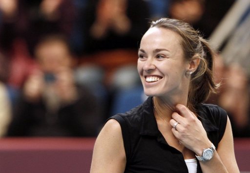 Switzerland's Martina Hingis smiles during her exhibition game as part of the Paris WTA tournament on February 12, 2012 Switzerland's Martina Hingis smiles during her exhibition game as part of the Paris WTA tournament on February 12, 2012