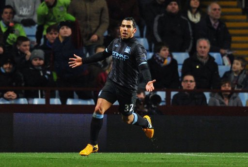 Manchester City's Carlos Tevez celebrates scoring in Birmingham on March 4, 2013 Manchester City's Carlos Tevez celebrates scoring in Birmingham on March 4, 2013