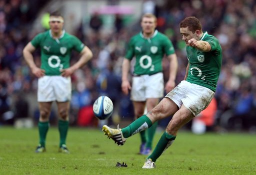 Ireland's Paddy Jackson kicks a penalty during the Six Nations match against Scotland in Edinburgh, on February 24, 2013 Ireland's Paddy Jackson kicks a penalty during the Six Nations match against Scotland in Edinburgh, on February 24, 2013