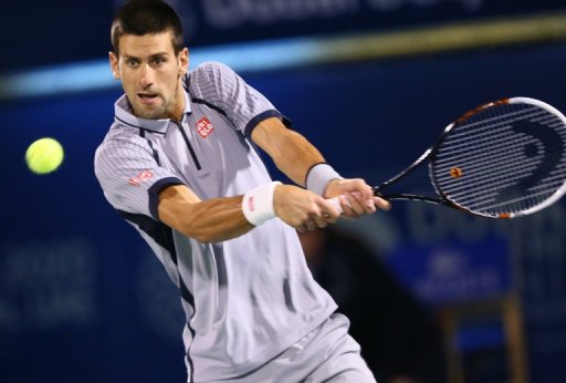 Novak Djokovic returns the ball during a match at ATP Dubai Open, in the Gulf emirate, on March 2, 2013 Novak Djokovic returns the ball during a match at ATP Dubai Open, in the Gulf emirate, on March 2, 2013