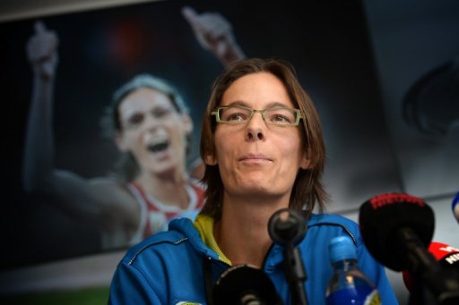 Tia Hellebaut holds a press conference in Paal on March 6, 2013 Tia Hellebaut holds a press conference in Paal on March 6, 2013