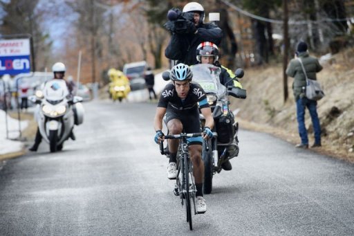 Richie Porte competes during the last summit of the fifth stage of the 71st Paris-Nice cycling race on March 8, 2013 Richie Porte competes during the last summit of the fifth stage of the 71st Paris-Nice cycling race on March 8, 2013