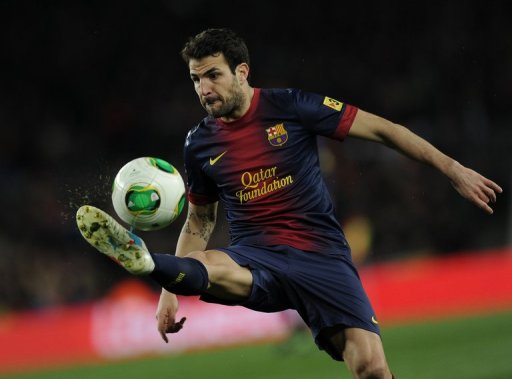 Barcelona midfielder Cesc Fabregas during the Spanish Cup semi-final second leg against Real Madrid on February 26, 2013 Barcelona midfielder Cesc Fabregas during the Spanish Cup semi-final second leg against Real Madrid on February 26, 2013