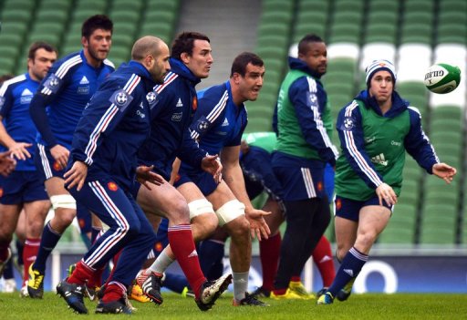 France's rugby union national team players attend a training session at the Aviva stadium in Dublin, on March 8, 2013 France's rugby union national team players attend a training session at the Aviva stadium in Dublin, on March 8, 2013