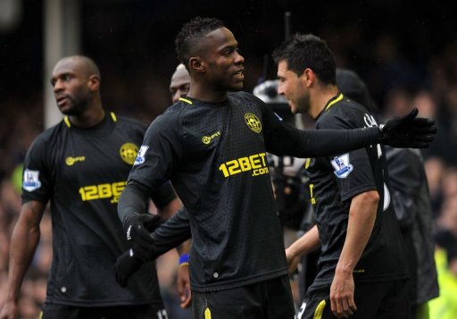 Wigan's Maynor Figueroa celebrates a goal in the FA Cup quarter-final against Everton in Liverpool on March 9, 2013 Wigan's Maynor Figueroa celebrates a goal in the FA Cup quarter-final against Everton in Liverpool on March 9, 2013