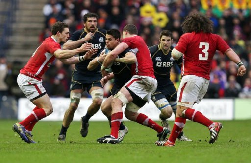 Scotland's Sean Maitland is tackled by Ian Evans in Edinburgh on March 9, 2013 Scotland's Sean Maitland is tackled by Ian Evans in Edinburgh on March 9, 2013