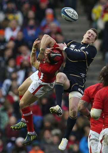 Scotland's Stuart Hogg (right) challenges Leigh Halfpenny during their Six Nations match in Edinburgh on March 9, 2013. Scotland's Stuart Hogg (right) challenges Leigh Halfpenny during their Six Nations match in Edinburgh on March 9, 2013.