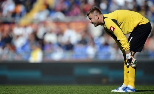Southampton goalkeeper Artur Boruc, pictured in action on April 25, 2012 Southampton goalkeeper Artur Boruc, pictured in action on April 25, 2012