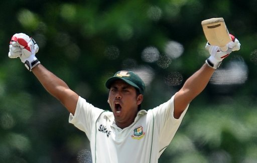Bangladesh's Mohammad Ashraful raises his bat in celebration after scoring a century against Sri Lanka on March 10, 2013 Bangladesh's Mohammad Ashraful raises his bat in celebration after scoring a century against Sri Lanka on March 10, 2013