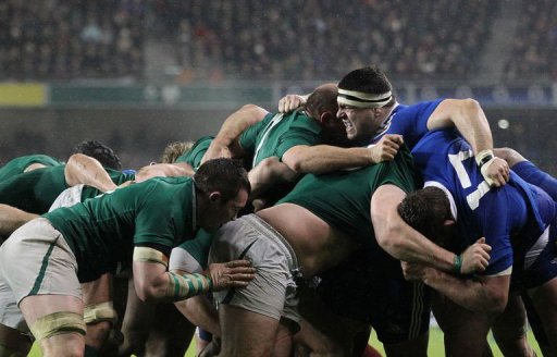 France's Guilhem Guirado grimaces during a scrum during their match against Ireland in Dublin on March 9, 2013 France's Guilhem Guirado grimaces during a scrum during their match against Ireland in Dublin on March 9, 2013
