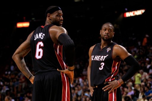 LeBron James and Dwyane Wade (R) of the Miami Heat are pictured during a game at AmericanAirlines Arena on March 6, 2013 LeBron James and Dwyane Wade (R) of the Miami Heat are pictured during a game at AmericanAirlines Arena on March 6, 2013