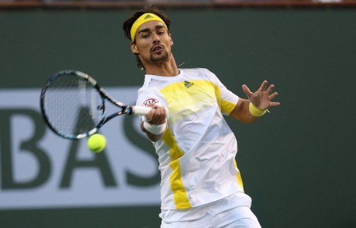Italy's Fabio Fognini is pictured during his Indian Wells match against Serbia's Novak Djokovic on March 10, 2013 Italy's Fabio Fognini is pictured during his Indian Wells match against Serbia's Novak Djokovic on March 10, 2013