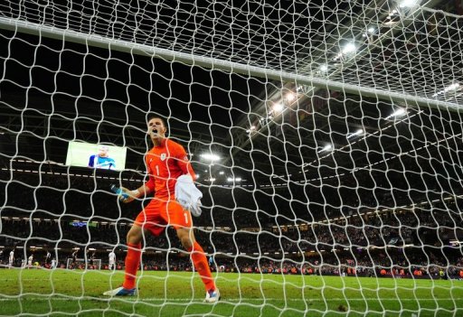 Britain's goalkeeper Jack Butland at the Millennium Stadium in Cardiff, Wales on August 1, 2012 Britain's goalkeeper Jack Butland at the Millennium Stadium in Cardiff, Wales on August 1, 2012