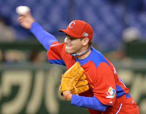 Cuba's pitcher Diosdany Castillo in the World Baseball Classic tournament at Tokyo Dome on March 11, 2013 Cuba's pitcher Diosdany Castillo in the World Baseball Classic tournament at Tokyo Dome on March 11, 2013