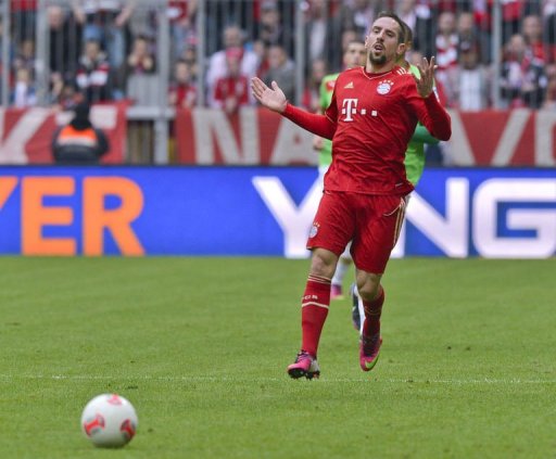 Franck Ribery in action in Munich on March 9, 2013 Franck Ribery in action in Munich on March 9, 2013