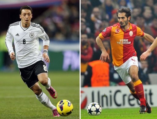 Combo of two recent file pictures shows German national team's Mesut Ozil (L) and Galatasaray's Hamit Altintop (R) Combo of two recent file pictures shows German national team's Mesut Ozil (L) and Galatasaray's Hamit Altintop (R)