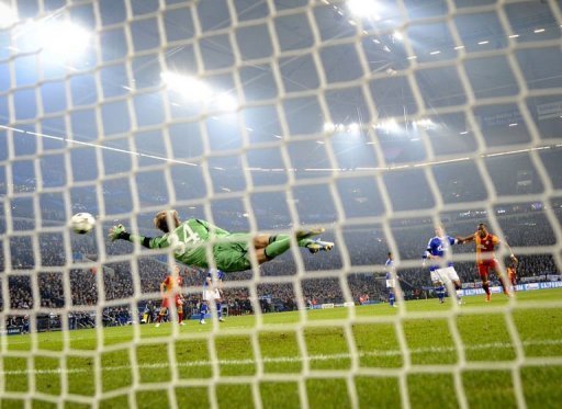 Schalke keeper Timo Hildebrand is beaten during the UEFA Champions League match against Galatasaray on March 12, 2013 Schalke keeper Timo Hildebrand is beaten during the UEFA Champions League match against Galatasaray on March 12, 2013
