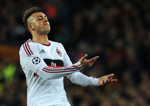 AC Milan forward Stephan El Shaarawy rues a missed chance against Barcelona on March 12, 2013 AC Milan forward Stephan El Shaarawy rues a missed chance against Barcelona on March 12, 2013