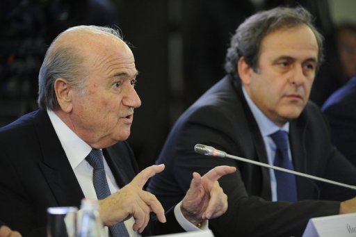 Sepp Blatter (left) and European counterpart Michel Platini in St Petersburg on January 19, 2012 Sepp Blatter (left) and European counterpart Michel Platini in St Petersburg on January 19, 2012