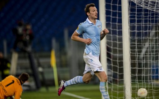Lazio's Libor Kozak celebrates after scoring against Stuttgart at Rome's Olympic stadium, on March 14, 2013 Lazio's Libor Kozak celebrates after scoring against Stuttgart at Rome's Olympic stadium, on March 14, 2013