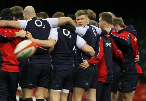 England's rugby players, pictured during a training session at the Millennium Stadium in Cardiff, on March 15, 2013 England's rugby players, pictured during a training session at the Millennium Stadium in Cardiff, on March 15, 2013