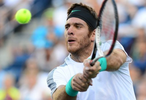 Juan Martin Del Potro hits a return to Andy Murray, in Indian Wells, California, on March 15, 2013 Juan Martin Del Potro hits a return to Andy Murray, in Indian Wells, California, on March 15, 2013