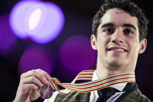 Javier Fernandez celebrates with his Bronze medal, in London, Ontario, on March 15, 2013 Javier Fernandez celebrates with his Bronze medal, in London, Ontario, on March 15, 2013