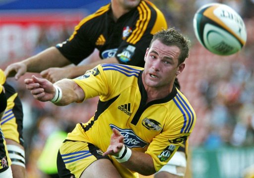 Hurricanes half back Alby Mathewson passes the ball on February 9, 2007 Hurricanes half back Alby Mathewson passes the ball on February 9, 2007