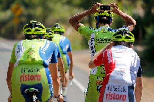 Moreno Moser of Italy takes a photo behind his head of a teammate on August 19, 2012 in Durango, Colorado Moreno Moser of Italy takes a photo behind his head of a teammate on August 19, 2012 in Durango, Colorado