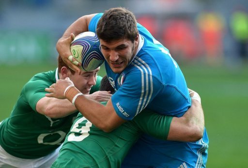 Italy winger Giovanbattista Venditti (R) is pictured during their Six Nations match against Ireland on March 16, 2013 Italy winger Giovanbattista Venditti (R) is pictured during their Six Nations match against Ireland on March 16, 2013