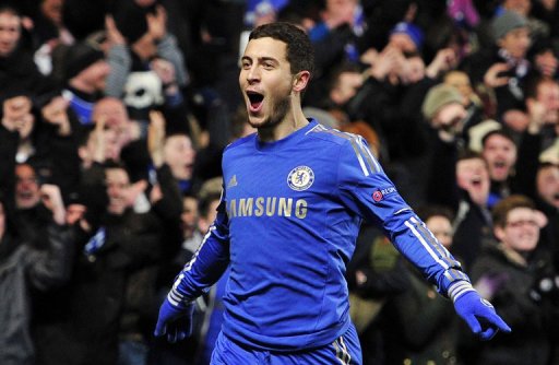 Chelsea's Eden Hazard celebrates scoring a goal during a match in London, on February 21, 2013 Chelsea's Eden Hazard celebrates scoring a goal during a match in London, on February 21, 2013