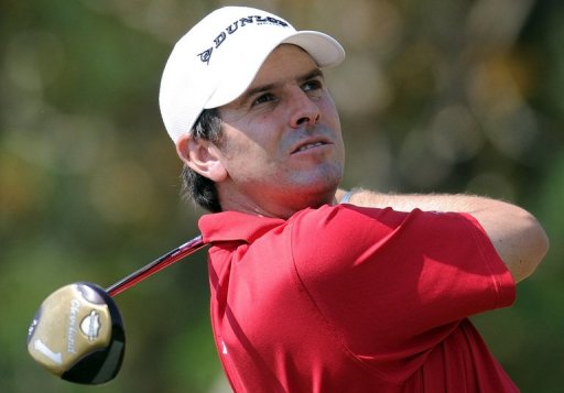 Thomas Aiken tees off on the fifth hole during the Avantha Masters golf tournament in Greater Noida on March 17, 2013 Thomas Aiken tees off on the fifth hole during the Avantha Masters golf tournament in Greater Noida on March 17, 2013