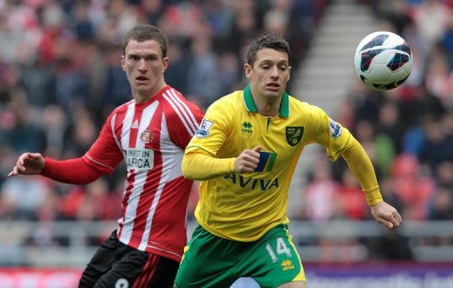 Craig Gardner (left) is tackled by Wes Hoolahan during their Premier League match in Sunderland on March 17, 2013 Craig Gardner (left) is tackled by Wes Hoolahan during their Premier League match in Sunderland on March 17, 2013