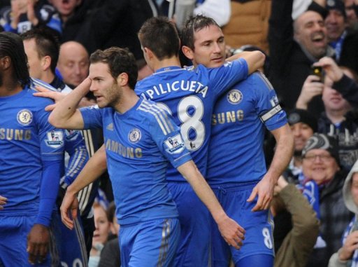 Chelsea's Frank Lampard (right) celebrates after scoring against West Ham at Stamford Bridge, on March 17, 2013 Chelsea's Frank Lampard (right) celebrates after scoring against West Ham at Stamford Bridge, on March 17, 2013