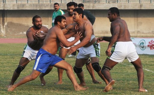 An Indian player competes against Pakistan in Kabaddi on November 1, 2012 An Indian player competes against Pakistan in Kabaddi on November 1, 2012