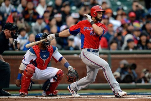 Angel Pagan of Puerto Rico hits a single at the World Baseball Classic on March 19, 2013 in San Francisco Angel Pagan of Puerto Rico hits a single at the World Baseball Classic on March 19, 2013 in San Francisco