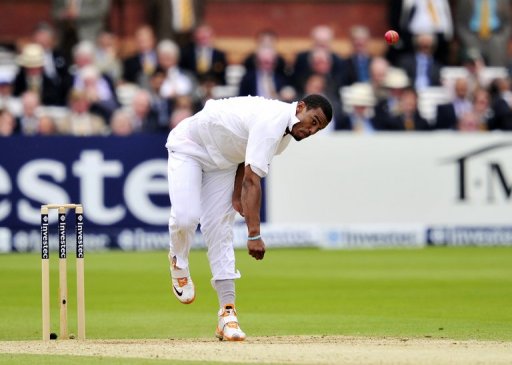West Indies' Shannon Gabriel bowls in London, on May 19, 2012 West Indies' Shannon Gabriel bowls in London, on May 19, 2012