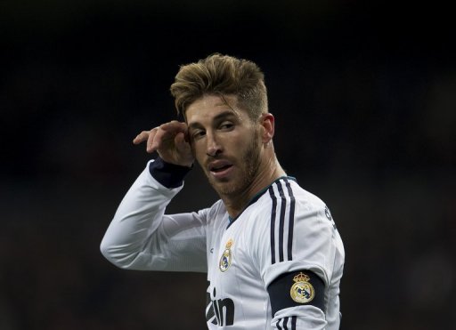 Real Madrid's Sergio Ramos reacts at the Santiago Bernabeu stadium in Madrid on February 9, 2013 Real Madrid's Sergio Ramos reacts at the Santiago Bernabeu stadium in Madrid on February 9, 2013