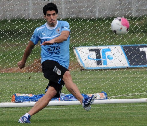 Luis Suarez at a training session on March 18, 2013 in Canelones, 27km east of Montevideo Luis Suarez at a training session on March 18, 2013 in Canelones, 27km east of Montevideo