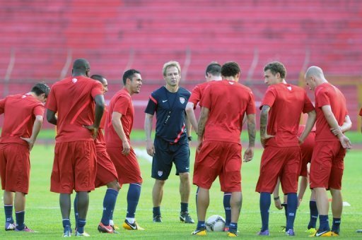 US coach Jurgen Klinsmann, speaks to players during a training session, February 5, 2013 US coach Jurgen Klinsmann, speaks to players during a training session, February 5, 2013