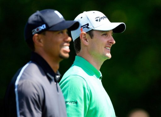 Tiger Woods (L) and Justin Rose, pictured in Orlando, on March 21, 2013 Tiger Woods (L) and Justin Rose, pictured in Orlando, on March 21, 2013