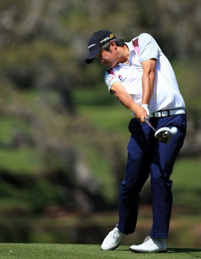 John Huh plays his tee shot at the par 5, 16th hole, in Orlando, on March 21, 2013 John Huh plays his tee shot at the par 5, 16th hole, in Orlando, on March 21, 2013