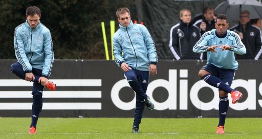 Germany players attend a training session on March 20, 2013 prior to the World Cup qualifier against Kazakhstan Germany players attend a training session on March 20, 2013 prior to the World Cup qualifier against Kazakhstan