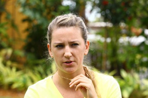 Victoria Azarenka of Belarus speaks to the media on March 19, 2013 in Key Biscayne, Florida Victoria Azarenka of Belarus speaks to the media on March 19, 2013 in Key Biscayne, Florida