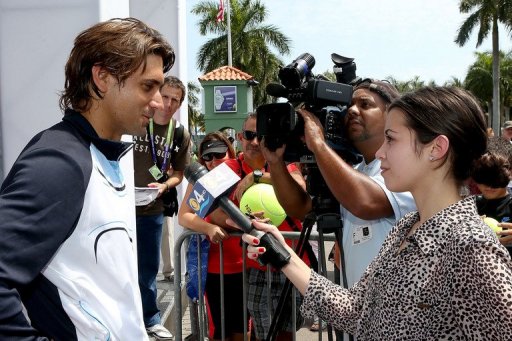David Ferrer of Spain fields questions from the media on March 18, 2013 in Key Biscayne, Florida David Ferrer of Spain fields questions from the media on March 18, 2013 in Key Biscayne, Florida